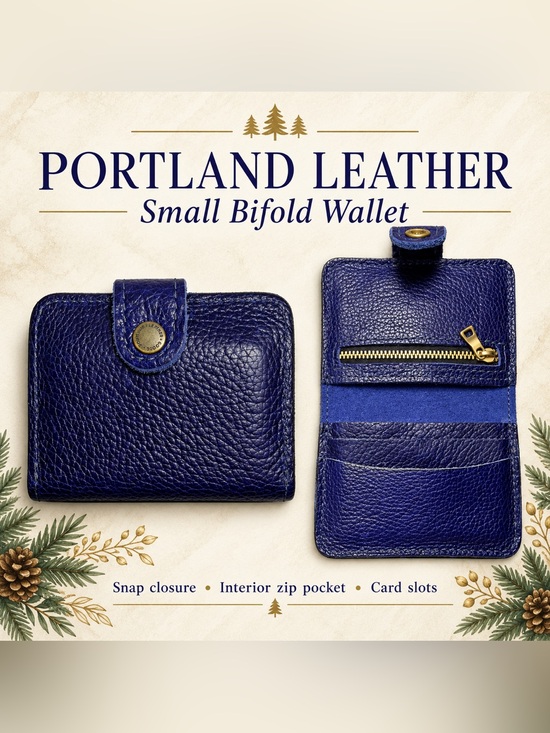 Portland Leather Handbags - Portland Leather Small Bifold Wallet Leather Wallet in Colbalt